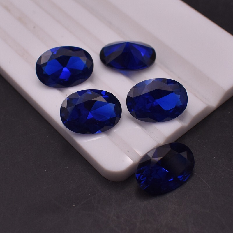 Oval ring surface blue sharp Crystal 113 sharp crystal sapphire bare stone egg shape Wuzhou gem accessories bare stone