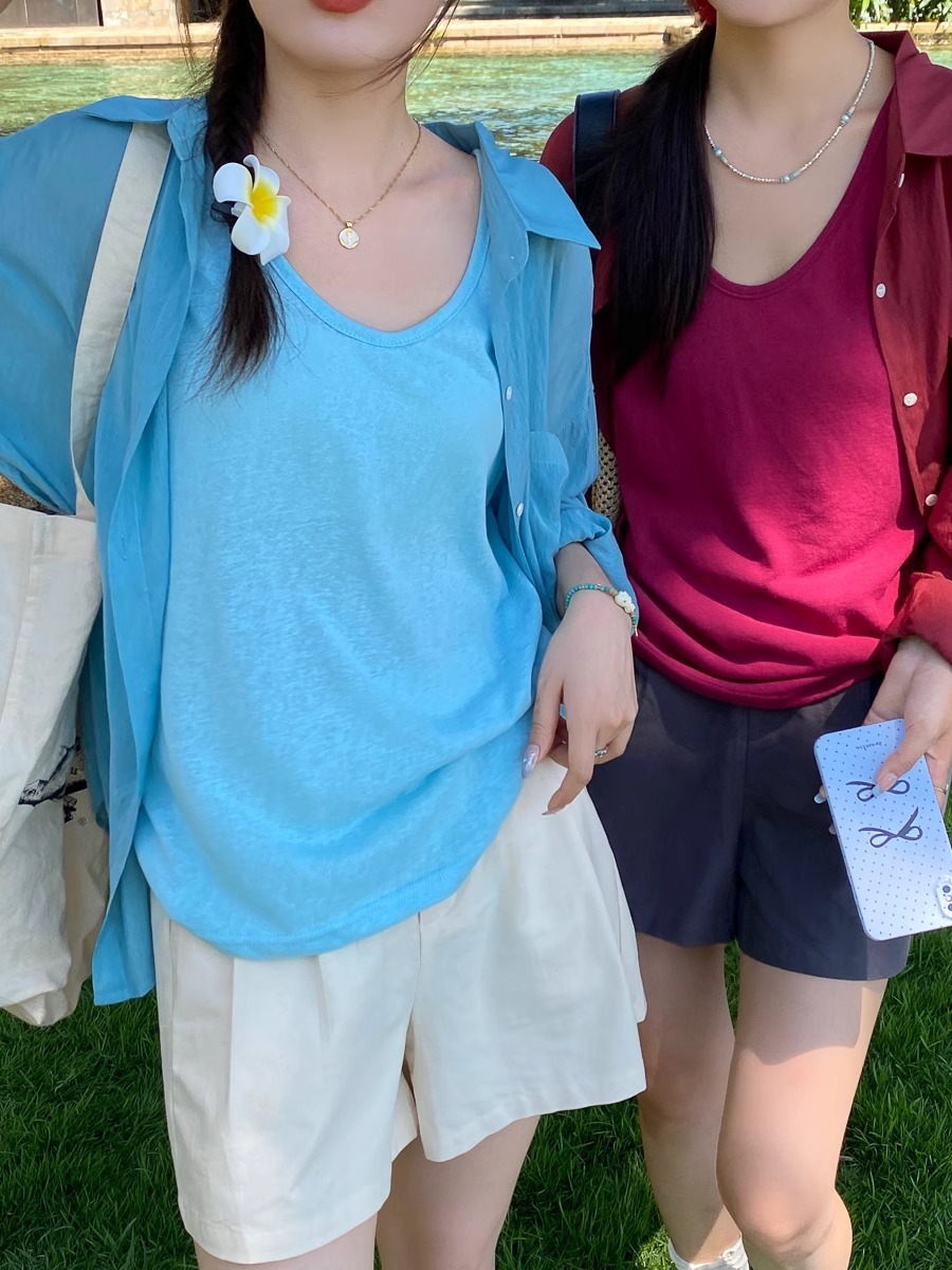 하늘색 와이드 숄더 스트랩