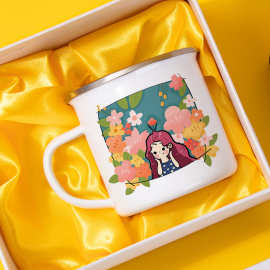 搪瓷杯logo印图片照片水杯儿童幼儿园自画像茶缸杯子