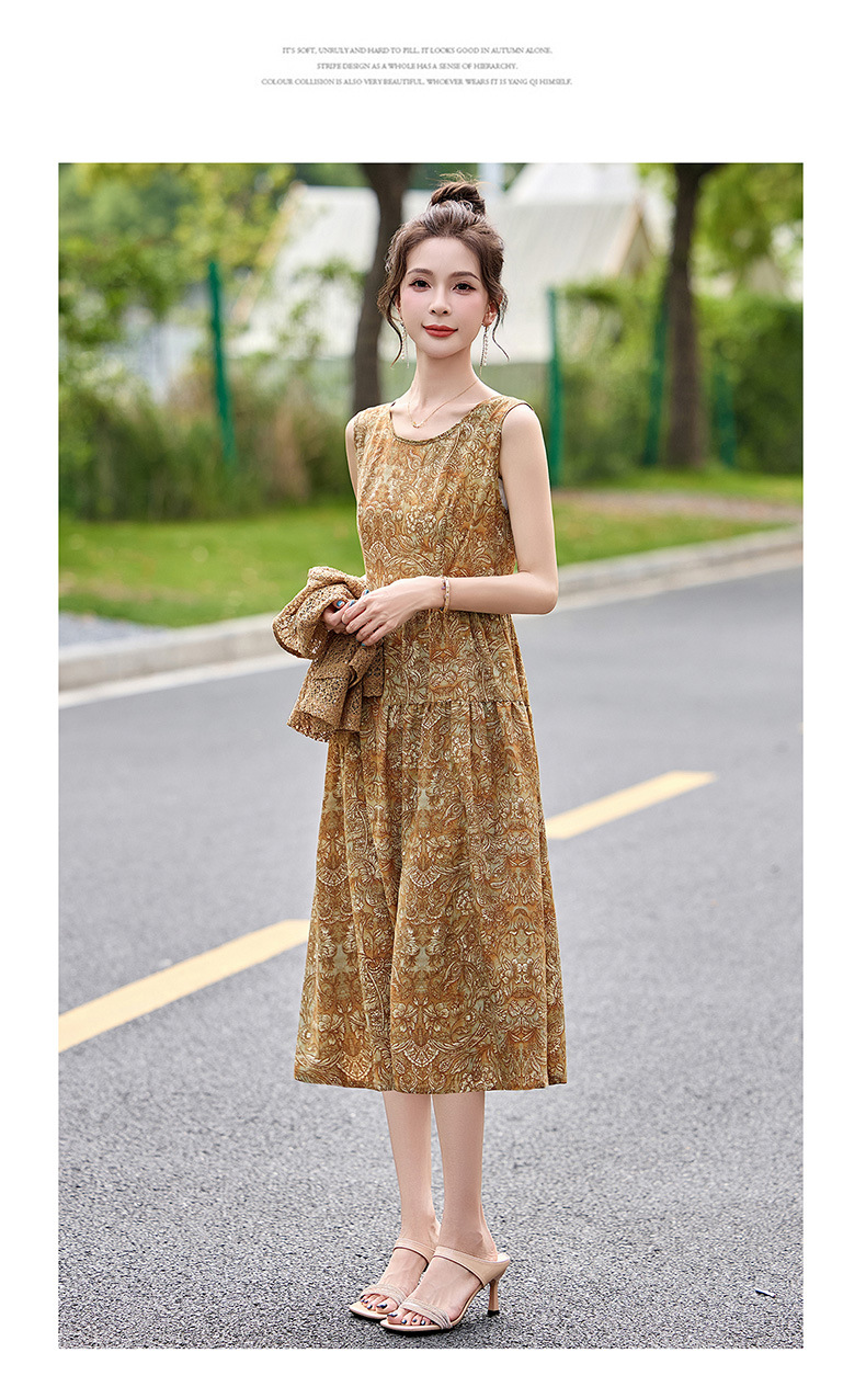 Đầm hai dây maxi nữ họa tiết hoa nhí phối ren WA9518 — Xanh lông mòng đen, màu kaki chi tiết 24