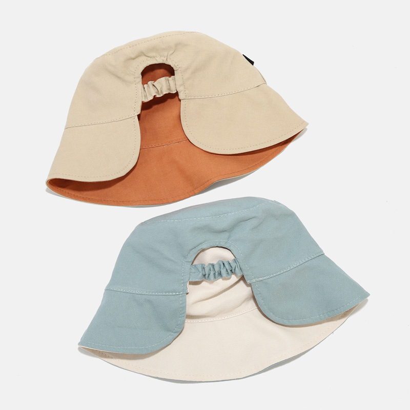 Sombrero pescador mujer primavera/verano estilo japonés simple sombrero para el sol de doble cara estilo coreano ins Cola de Caballo sombrero para el sol moda image 3