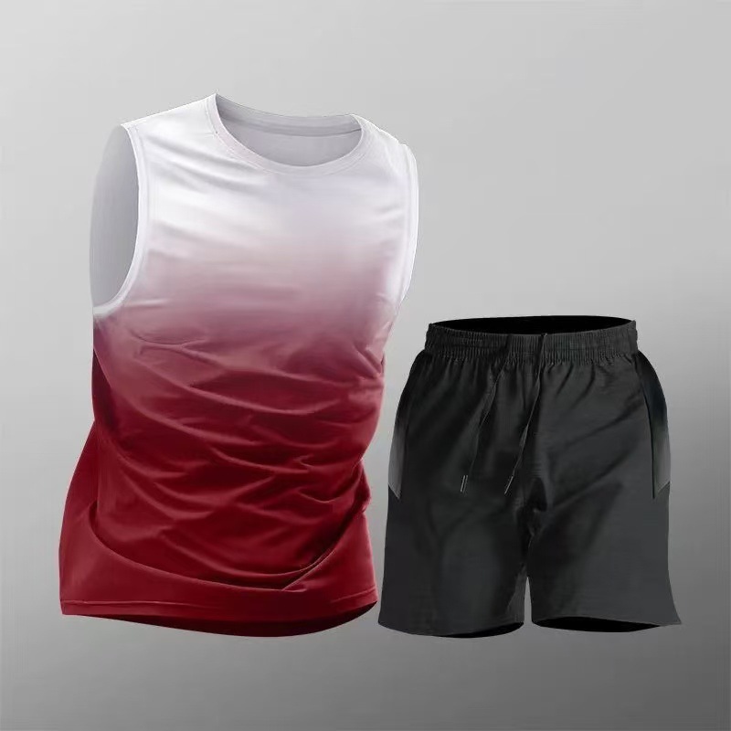 Trajes deportivos para hombres hielo veloz ropa seca camiseta de fitness correr mangas cortas pantalones cortos trajes de entrenamiento fábrica transfronteriza al por mayor