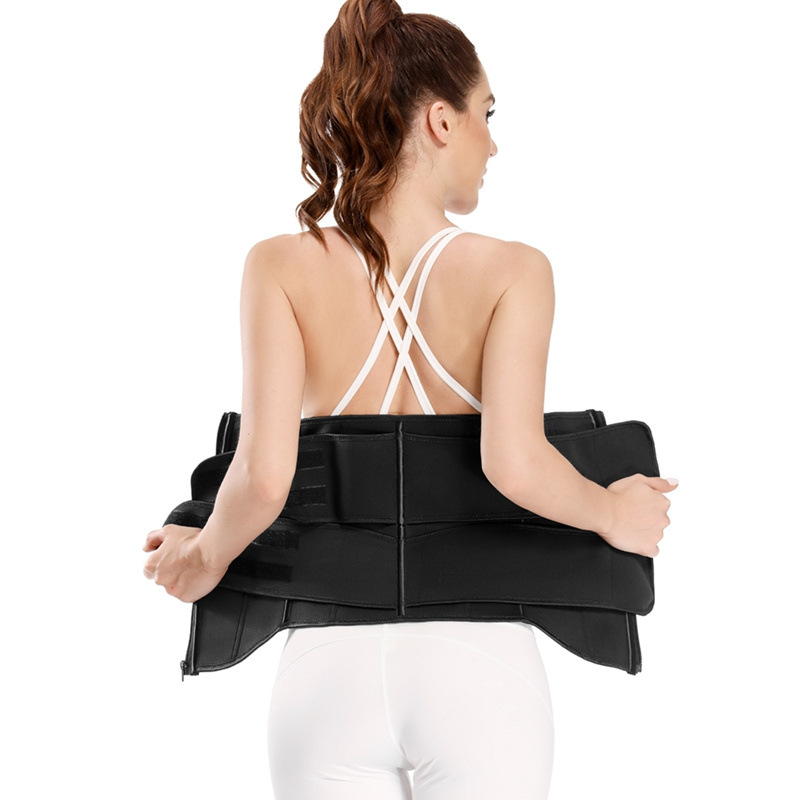 Cinturón doble con cremallera, soporte de 9 huesos de acero, neopreno, entrenador de cintura de fitness, fajas de alta calidad