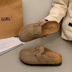 4.5厚い底の包頭のベーケンのスリッパの女性の外は復古の2025春秋の新型の金属の標識の1足のベーケンの靴を着ます。