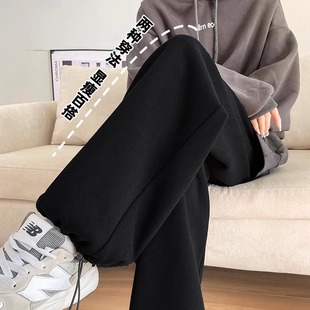 Black Sweatpants for Women, Spring and Autumn 2025 New Drawstring Jogger Pants, Petite Junior High School Casual Sweatpants