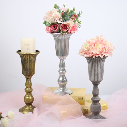 Cross-border hot mining iron high-leg flower pots wedding decoration flower ornaments simulated flower flower arrangements flower shop vases wholesale