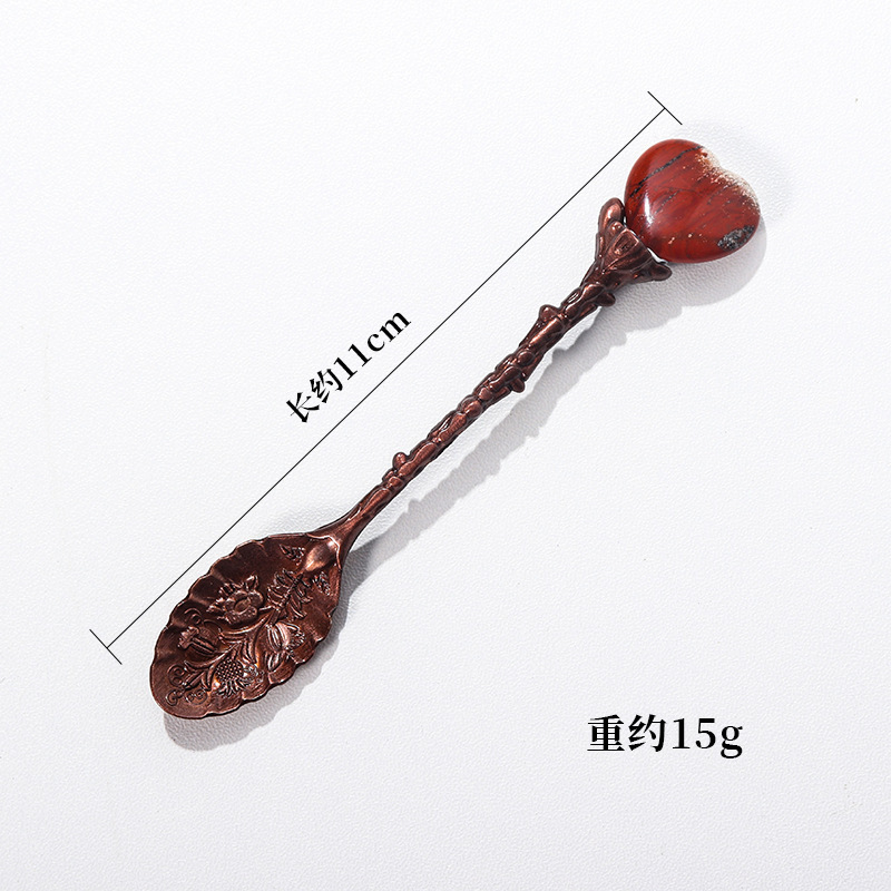 Manufacturer Wholesale Natural Crystal Heart-Shaped Spoon Ice Cream Coffee Dessert Long-Handled Stirring Spoon Creative Gift Soup Spoon