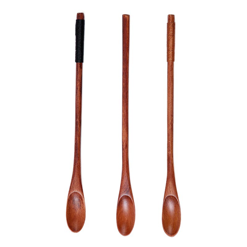 В японском стиле круглая ручка ложка для меда деревянная ложка для смешивания приправ Бытовая Кухня приготовление пищи деревянная ложка с длинной ручкой намоточная ложка оптом