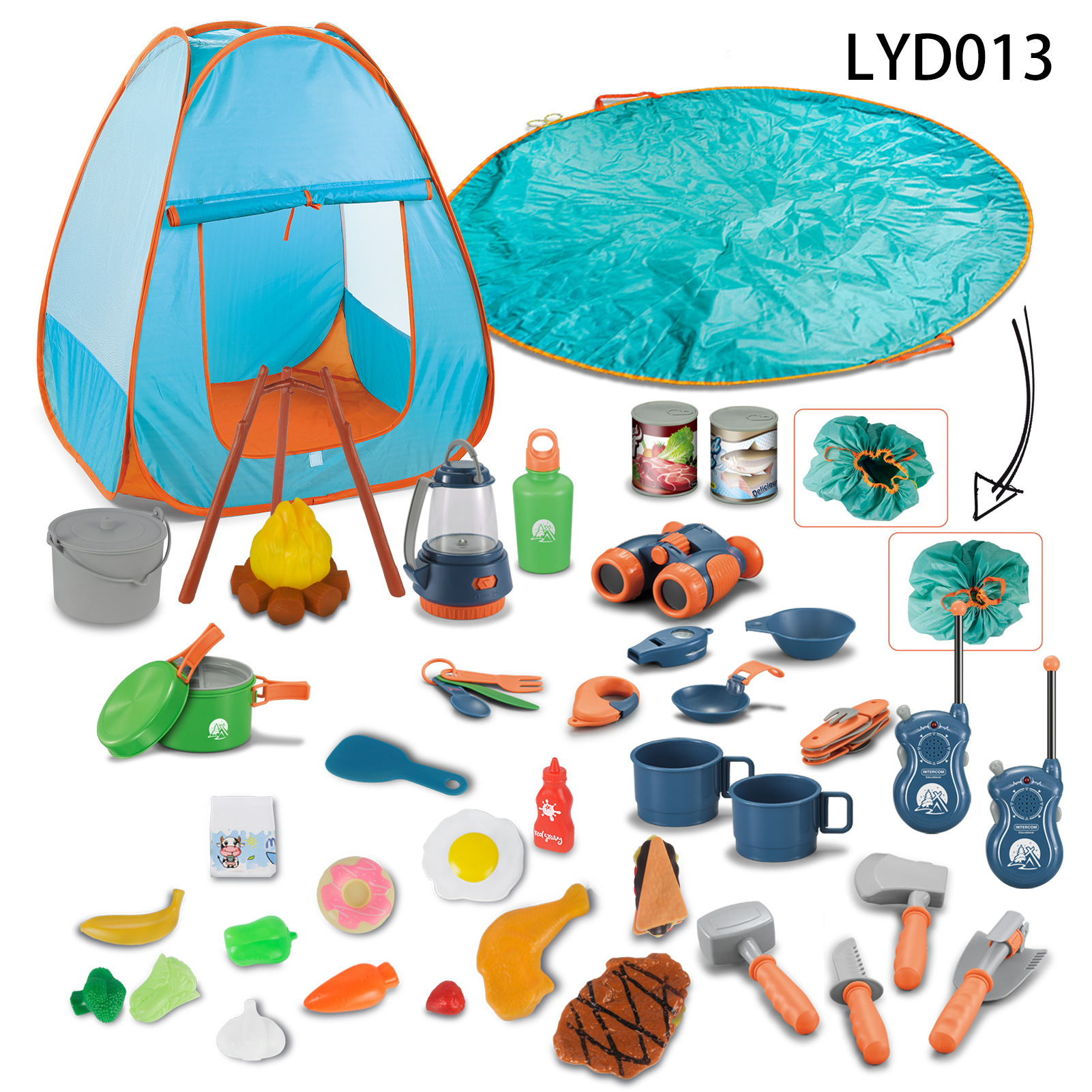 Juego de vajilla educativa para niños, para camping, picnic, con walkie-talkies, utensilios de cocina, para jugar al aire libre.