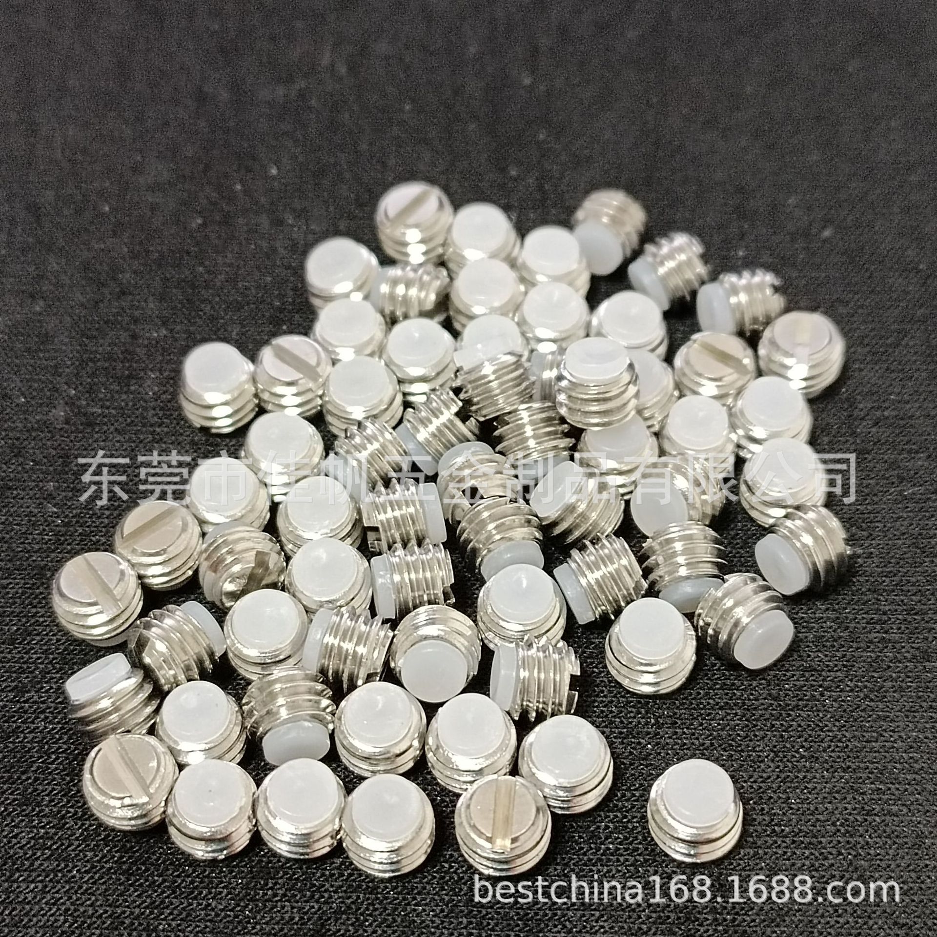 304不锈钢一字割槽防刮嵌POM赛钢塑料垫ABS胶头螺丝机米螺丝紧定