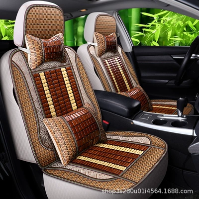 New Summer Bamboo Chip and Wooden – Seat cushion, seat cover - single-seat-bamboo-slat-coffee-brown-premium-edition