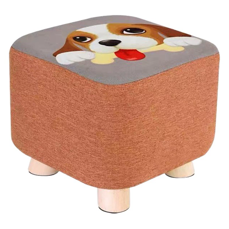 Табурет для переобувания, тканевый табурет, небольшой деревянный табурет, диванный табурет, мультяшный табурет, бытовой квадратный табурет из цельного дерева, табурет для подарков на мероприятия.