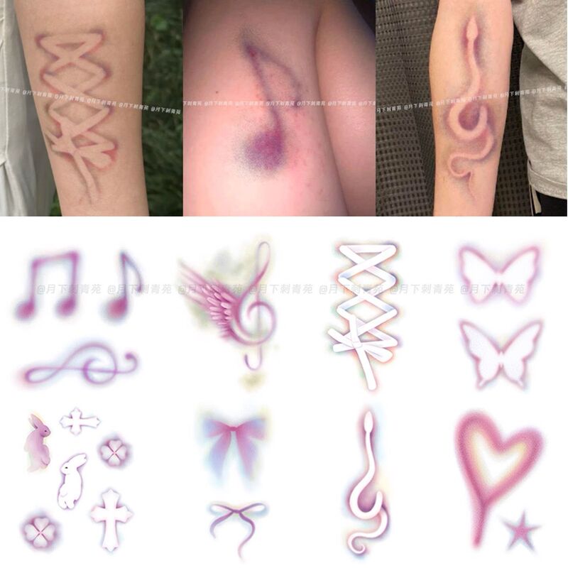 Popular Y2K Fake Bruise Scar Colorful Tattoo Stickers Waterproof Long-Lasting Arm Thigh Bruise Musical Note Bowknot Popular Y2K Fake Bruise Scar Colorful Tattoo Stickers Waterproof Long-Lasting Arm Thigh Bruise Musical Note Bowknot
