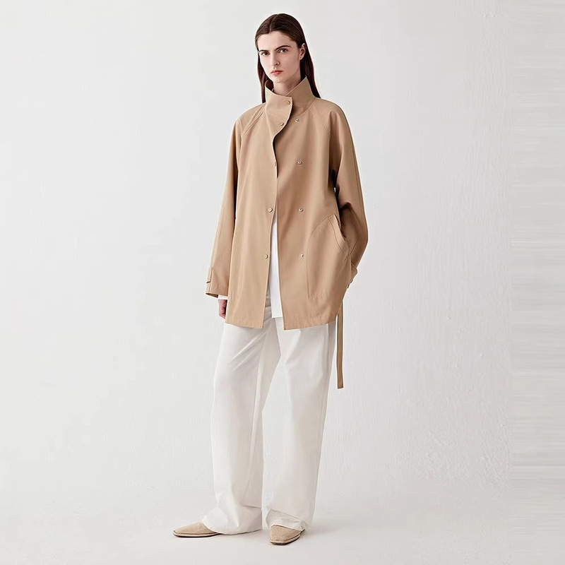 Xiaohe Women's Clothing 2026 Spring New Fine Wool Blend Plain Lightweight Short Windbreaker Jacket