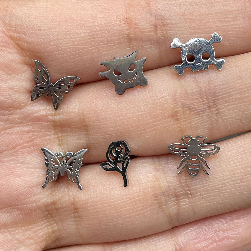 Fashion Butterfly Titanium Steel Polishing Tongue Nail 1 Piece