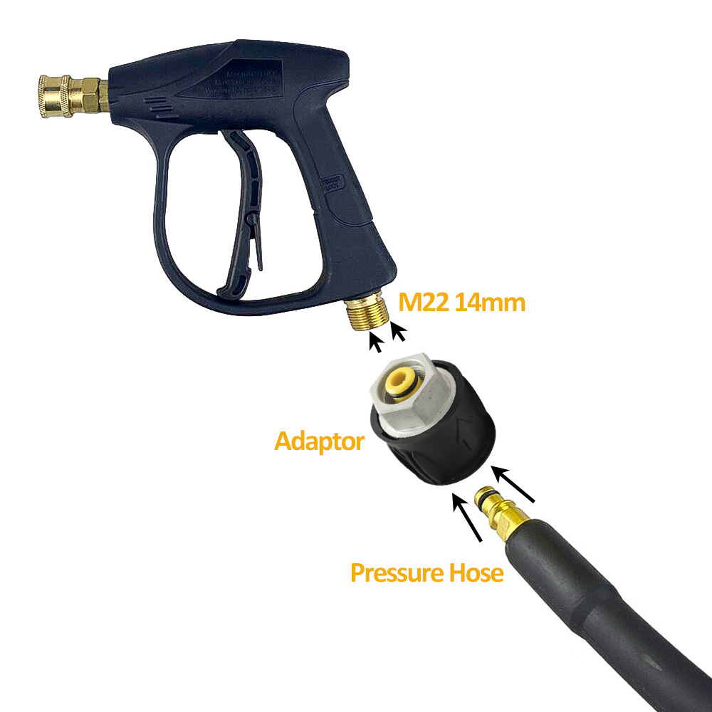 Conector de conversión de tubería de agua de alta presión de lavadora transfronteriza, conector de entrada de agua de pistola de agua de alta presión, conversión de material de aleación de aluminio M22