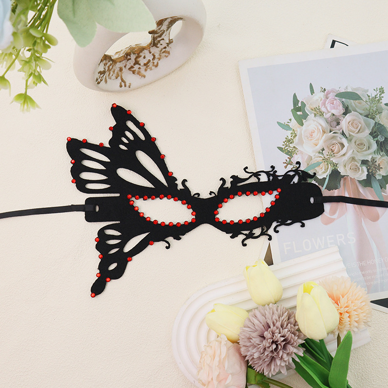 Halloween mariposa mitad cara máscara de adultos collar de diamantes fiesta anual venecia mascarada pestañas de baile