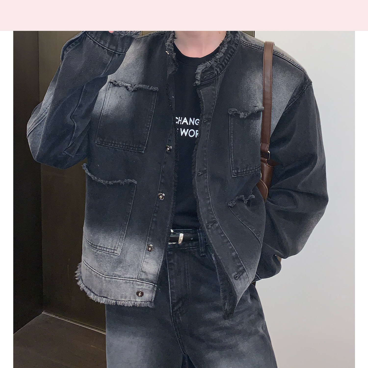 Giacca in jeans da uomo distressed retro lavaggio stile urbano_voghion.com