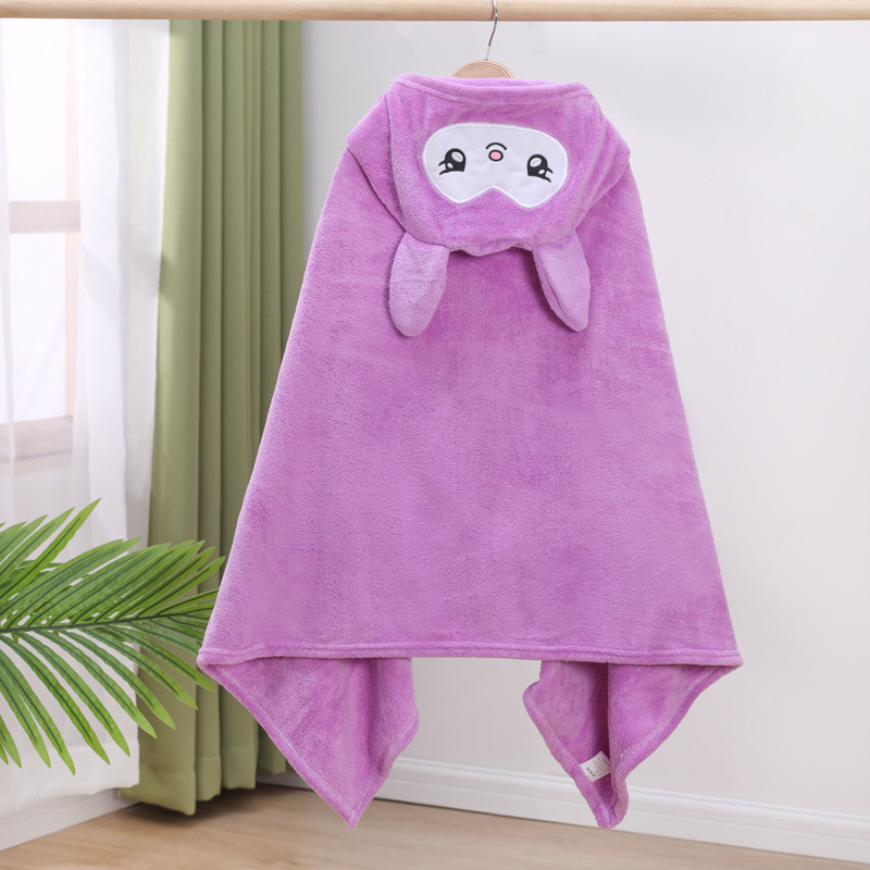 Coral fleece bebé usable Toalla de baño con capucha de dibujos animados capa de los niños Albornoz suave absorbente edredón infantil Toalla de baño