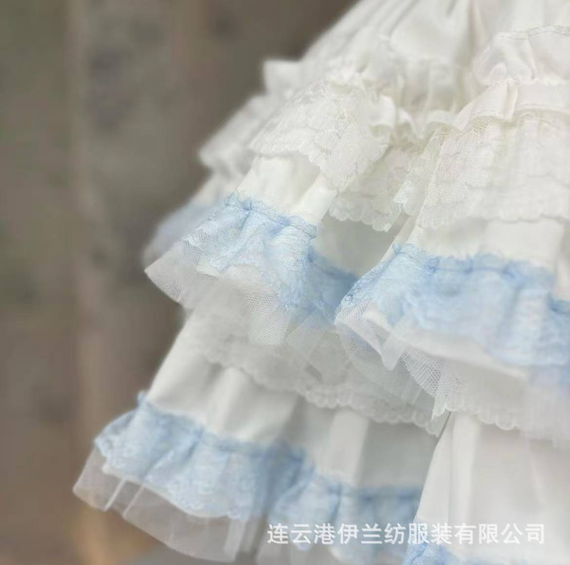 Sweet Lace Cake Skirt Cute Puffy Mini Skirt Pink Trim Polyester — detail image 4