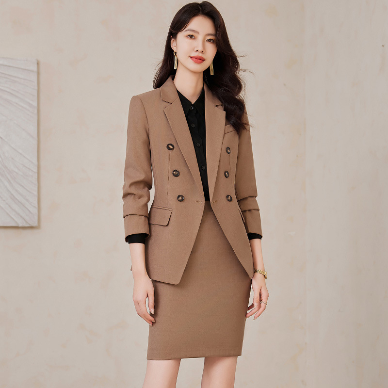 Elegant women's tuxedo, overskirt suit, business office formal attire, trousers two-piece set, women's clip