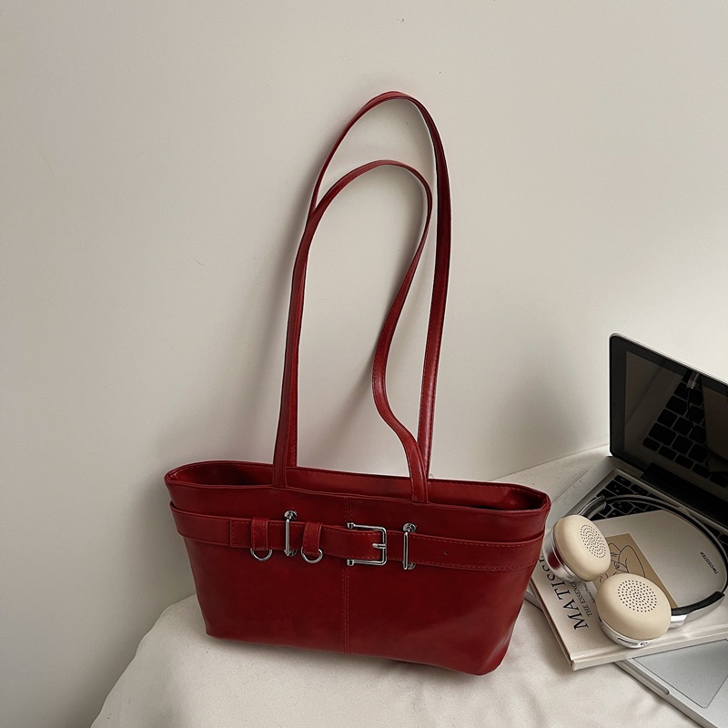 Diseño de nicho coreano de piel de aceite, bolsas de brazo casuales populares para mujeres, bolsas de hombro de lujo ligeras y personales, retro versátiles