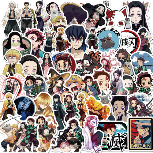 50 TV Anime Demon Slayer Cartoon Sticker Decals Motorcycle Luggage Decor Waterproof Removable Sticker