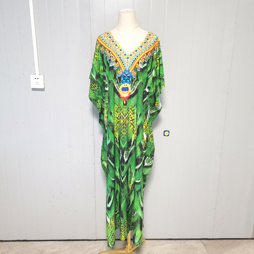 European and American Style Quick-Drying Printed Robe Holiday Bikini Sunscreen Shirt Swimsuit Cover-up 5D192