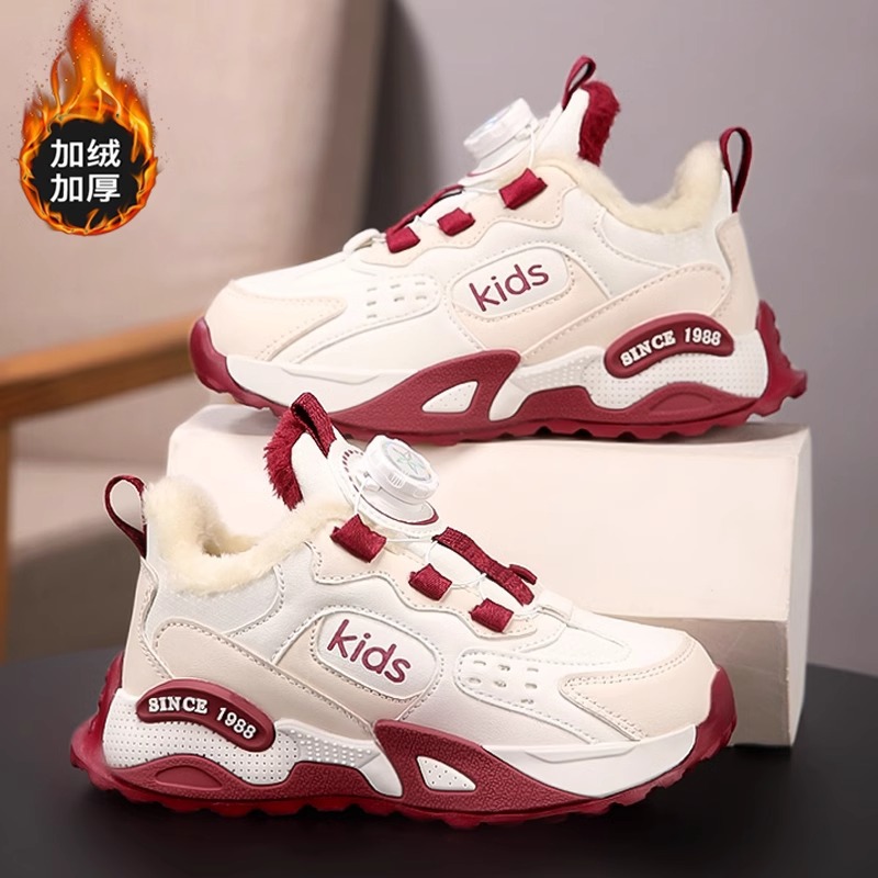 Zapatos de algodón para niñas invierno 2025 nuevo año de la serpiente con zapatos de algodón para niños, zapatos de invierno rojos para niñas