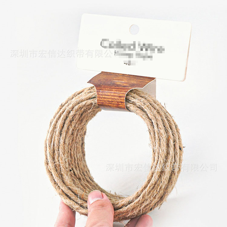 跨境厂家园林扎绳手工制作染色铁线芯机织手纺麻绳天然铁丝黄麻绳