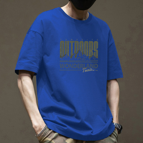 200G Heavyweight Pure Cotton Short Sleeve T-Shirt for Men - Summer Pinwheel Print, Large Size Loose Fit T-Shirt - Base Layer Top Trendy