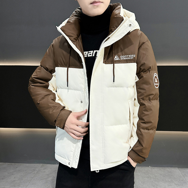 New year down jacket men's winter fashion brand thickened warm casual short hooded tooling winter coat