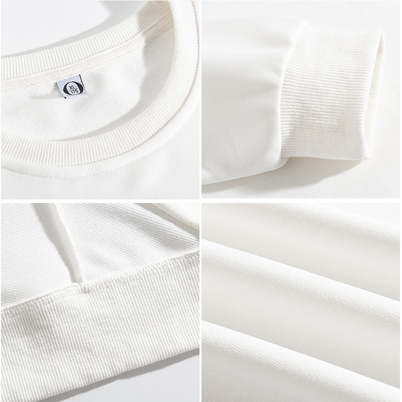 Anti-balling delgado equipo de ropa de trabajo de tweed hombro caer manga larga personalizada multicolor camiseta publicitaria de cuello redondo logotipo personalizado