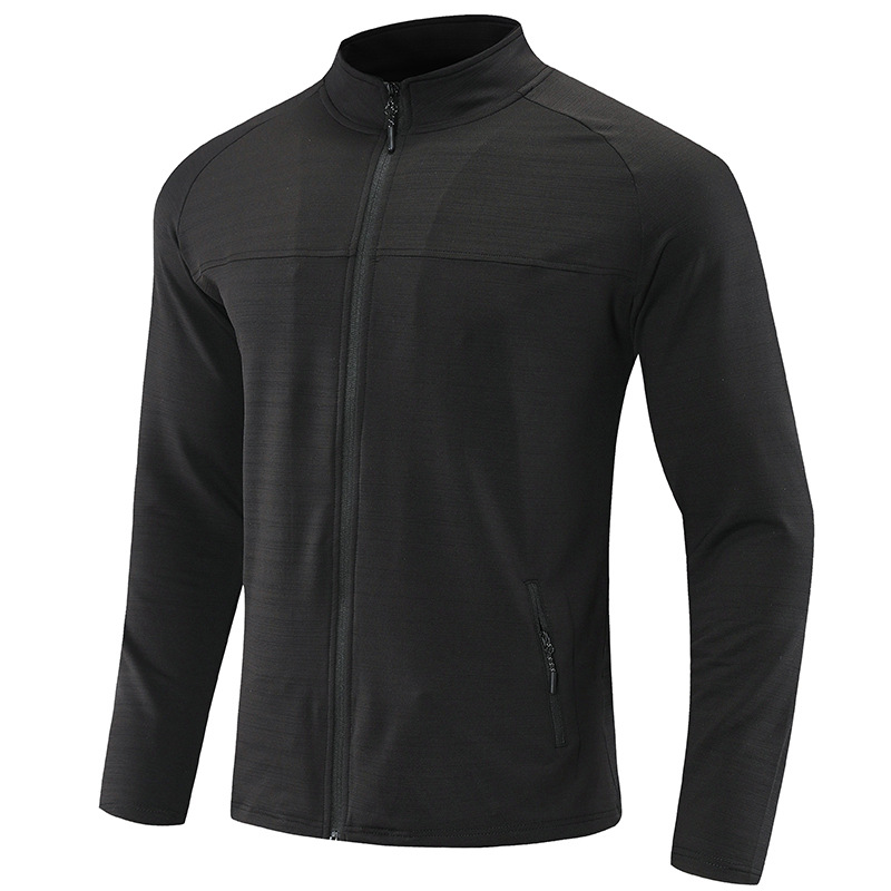 Hombres secado rápido elástico chaqueta de manga larga al aire libre montañismo ropa de carrera de cuello vertical chaqueta a prueba de viento cardigan transpirable moda