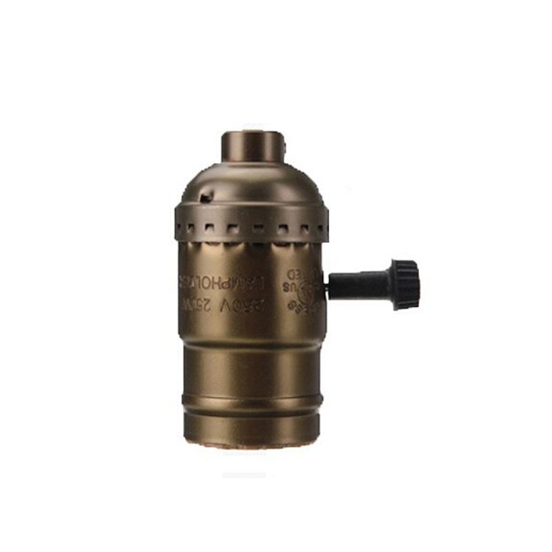 Edison retro con línea e27 cabeza de lámpara bar americano restaurante simple lámpara de lámpara candelabro de aluminio dorado e26 soporte de lámpara