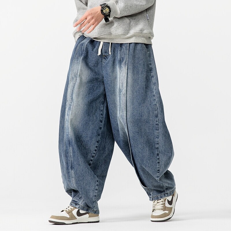 2025 spring new plus size loose Japanese retro Harlan wide leg pants casual machete jeans American fashion 2025 spring new plus size loose Japanese retro Harlan wide leg pants casual machete jeans American fashion