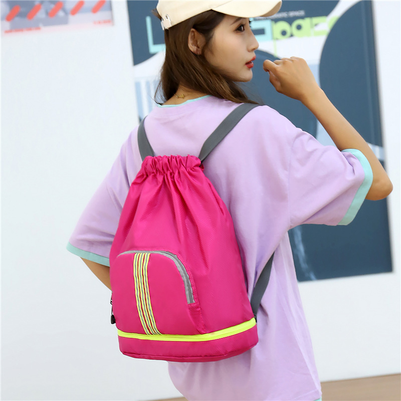 Cordón mochila al aire libre impermeable ligero plegable mochila hombres y mujeres deportes fitness bolsa yoga bolsa