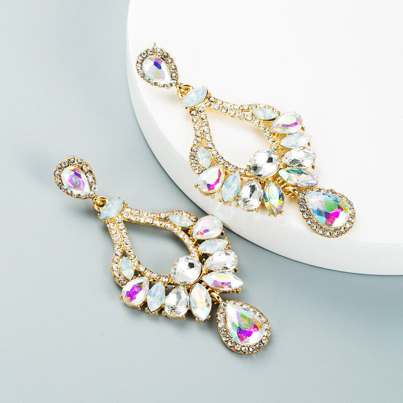 Women'S Gender Fashion Geometric Diamond Alloy Artificial Gemstones Earrings
