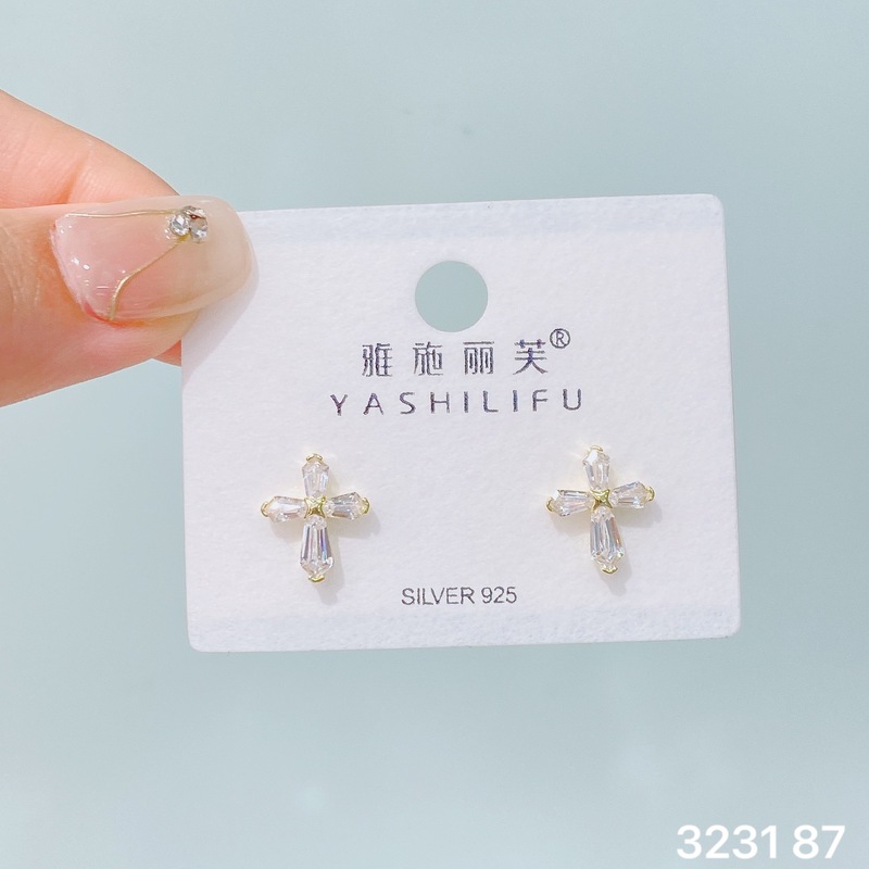 Yashilifu s925 スターリングシルバー新しい絶妙な小さなジルコン光沢のあるイヤリングシンプルで多用途の女性のイヤリング|undefined