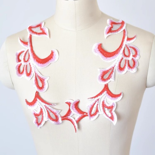 Multi-color Embroidered Sparkling Lace Patch Material for DIY Wedding Gown and Cheongsam Costume Design