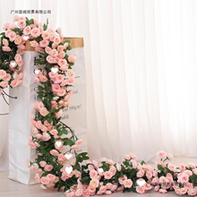 仿真藤条塑料玫瑰花藤装饰假花婚庆空调管道缠绕遮挡藤蔓