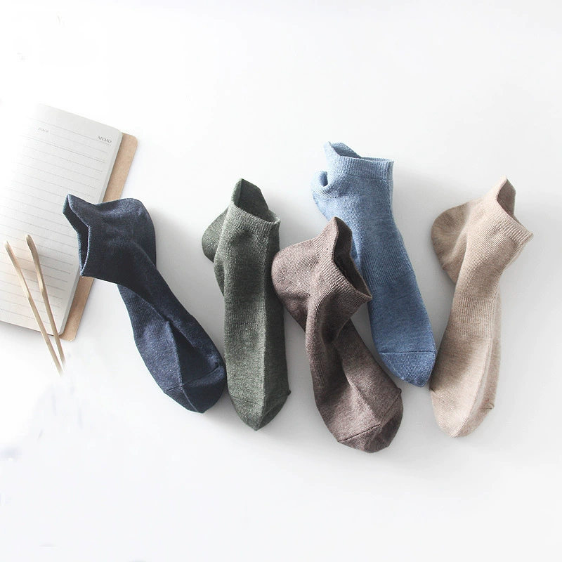 Хорошие носки в японском стиле без принта, мужские носки, однотонные носки до щиколотки, хлопковые носки для защиты талии, носки на пятке, повседневные мужские носки