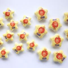 可爱星星人五角星印花直孔珠 星星DIY串珠手机链条包挂件材料配饰