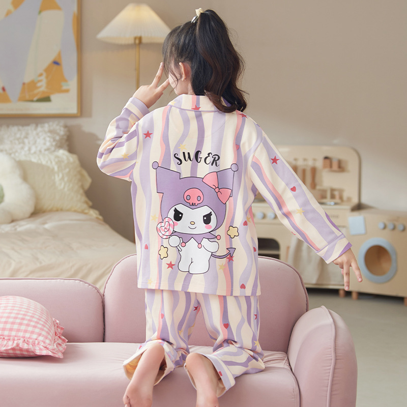 Pijamas de niñas 2025 nueva primavera y otoño algodón de manga larga delgada para niños ropa de casa para niños pequeños set