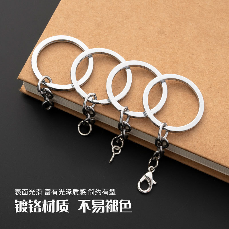 25/30mm金属製クロムメッキキーホルダー、4連チェーン、ロブスタークラスプ、DIYアクセサリー、手作り材料、キーリング|undefined