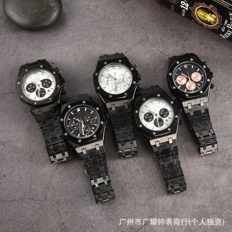 Hot-Selling Royal Oak European-Style Large Dial Steel Strap Luminous Quartz Six-Pin Calendar Watch Wholesale