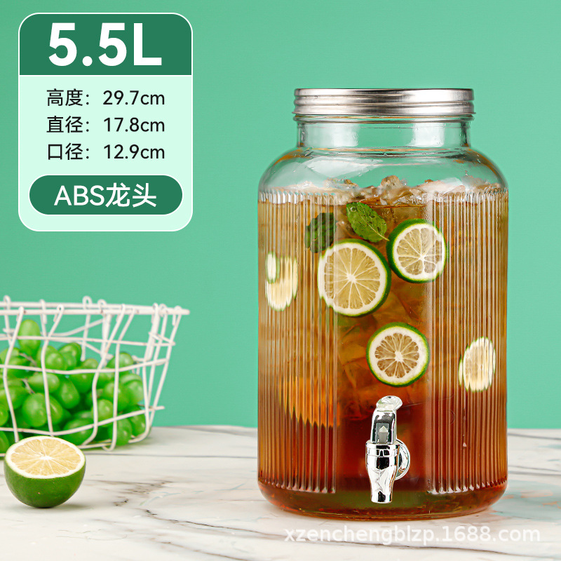 Jarra de vidrio para el hogar de gran capacidad al por mayor, moderna jarra para agua fría, recipiente para bebidas, jarra para jugo con grifo