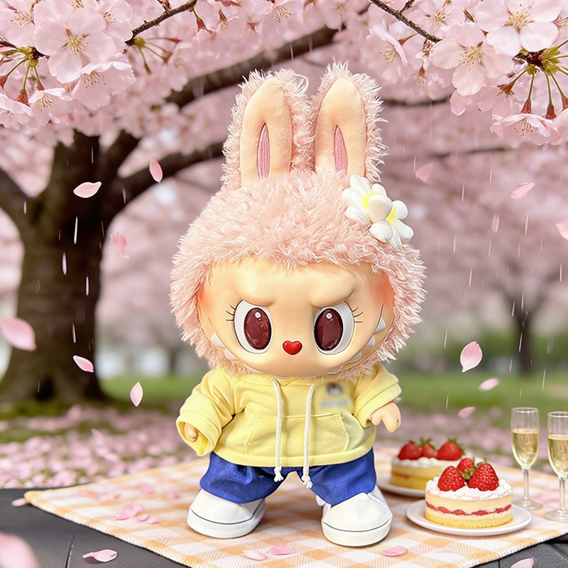 Ropa de muñeca de peluche de vinilo Labubu de 38cm para ropa de muñeca La Bu Time to Chill