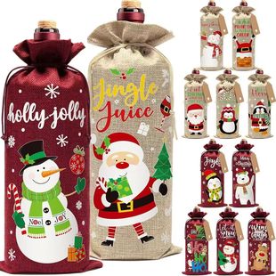 Drawstring Christmas Linen Drawstring Red Wine Drawstring Bag Packaging Bag Gift Party Christmas Wine Bottle Bag Wholesale