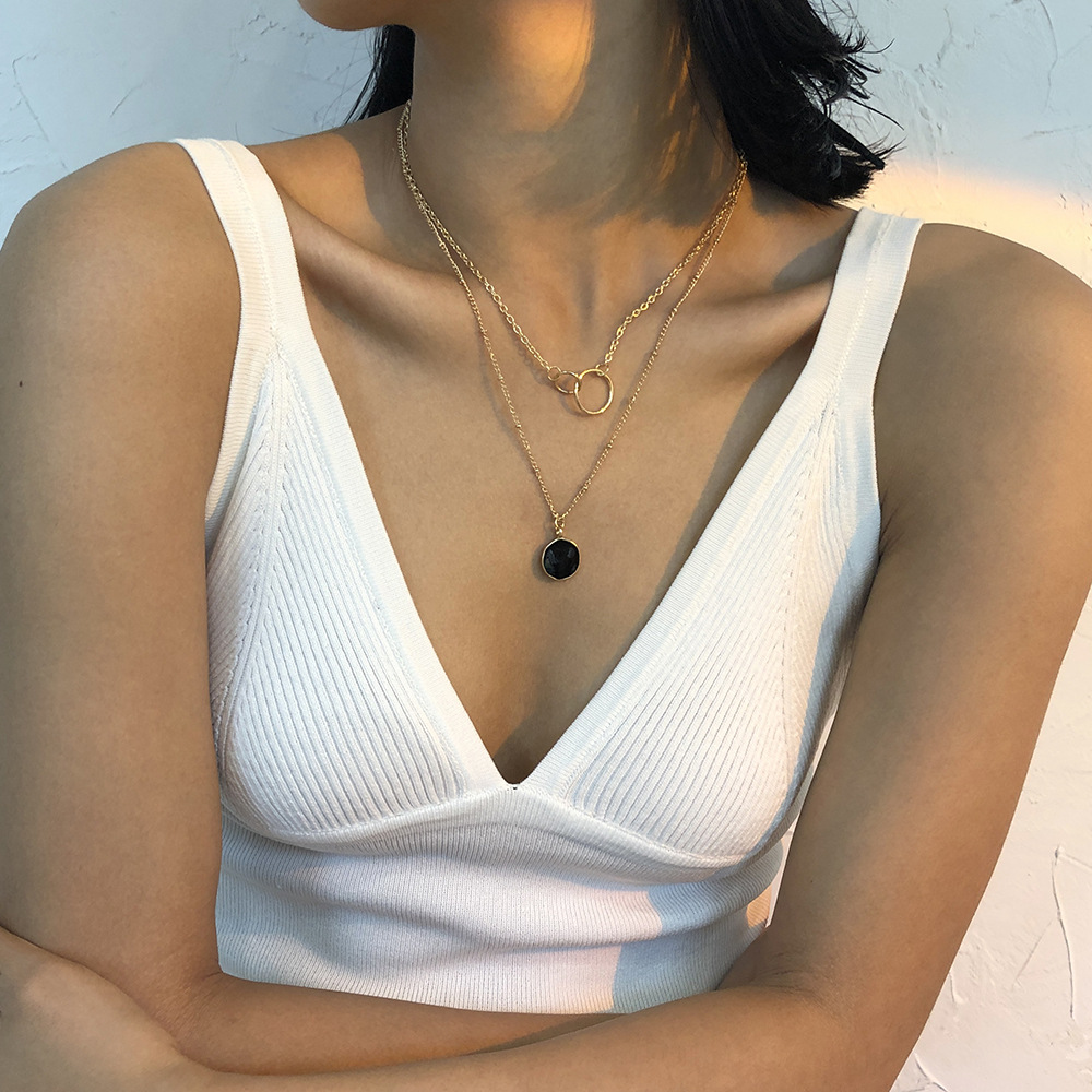 fashion simple doublelayer pendant necklacepicture1